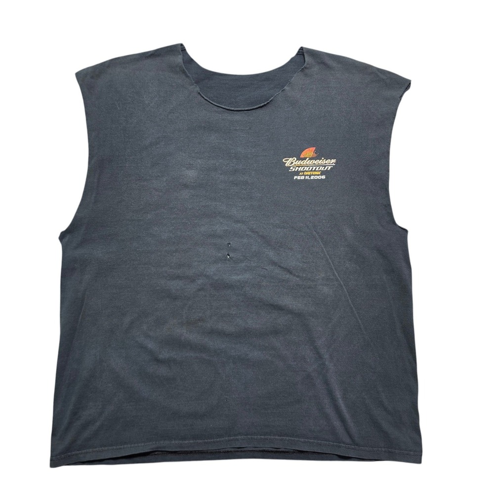 Y2K Vintage Style Muscle Tee Mens XXL Black Shootout Daytona 2006 NASCAR Cut Off